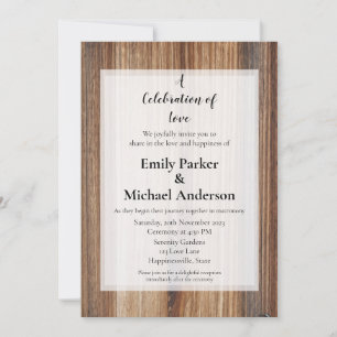 Convite para casamento de quadro de madeira elegan