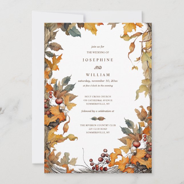 Convite para Casamento de Quadro de Queda (Frente)