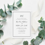 convite para casamento de quadro de tipografia sim<br><div class="desc">simples design preto e branco com texto personalizado,  um quadro preto e um roteiro adorável.</div>