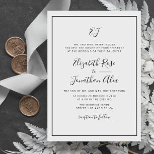 convite para casamento de quadro de tipografia sim
