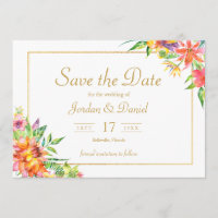 Convite para Casamento de Quadro Dourado de Cor de