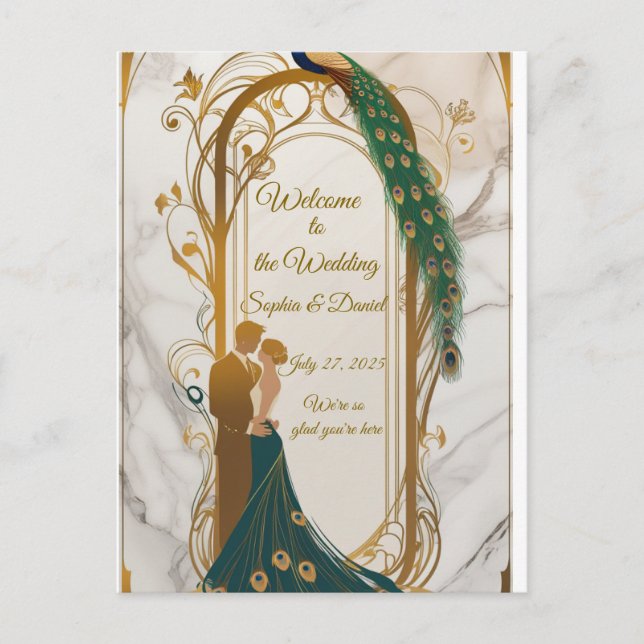 Convite para Casamento de Quadro Dourado Elegante (Frente)