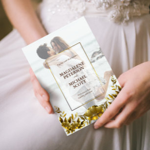 Convite para casamento de quadro Dourado para foto
