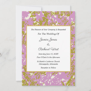 Convite para Casamento de Quadro Dourado Rosa Eleg
