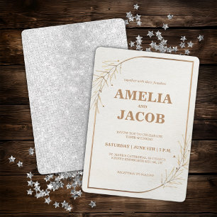 Convite para Casamento de Quadro Floral Dourado