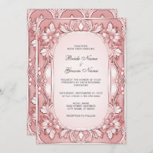 Convite para Casamento de Quadro Floral Rosa