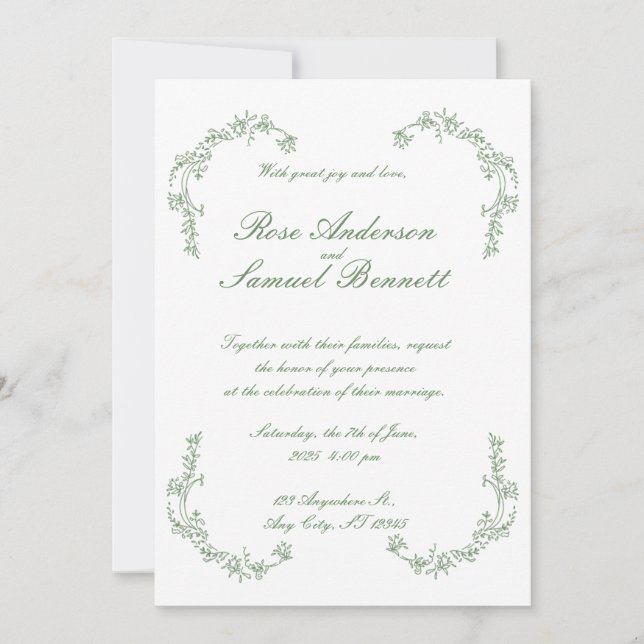 Convite para Casamento de Quadros Barrocos (Frente)