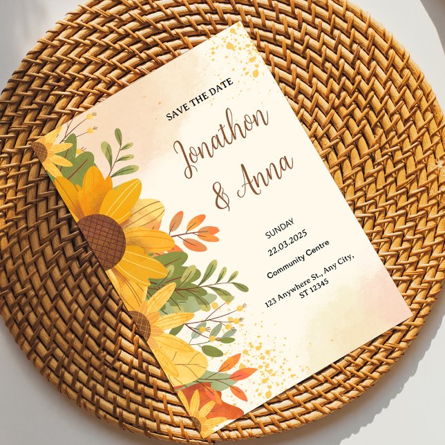 Convite para Casamento de Quadros de Flor Amarelo (Criador carregado)