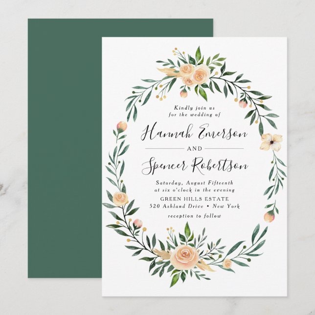 Convite para Casamento de Quadros de Rosas de Peac (Frente/Verso)