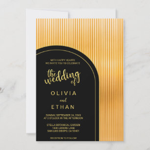Convite para Casamento de rico de Ouro Negro Chic 