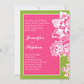 Convite para Casamento de Rolagem Floral Rosa e Ve