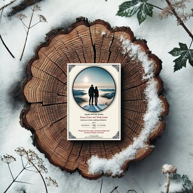 Convite para Casamento de Romance no Inverno Elega (Criador carregado)