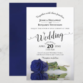 Convite para Casamento de Rosa Azul Marinho do Ele