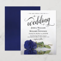 Convite para Casamento de Rosa Azul Marinho do  Si