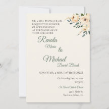 Convite para Casamento de Rosa Beige