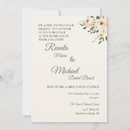 Convite para Casamento de Rosa Beige