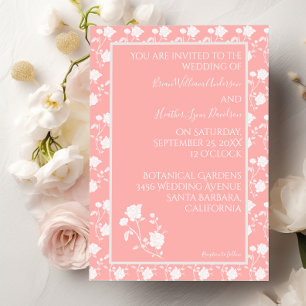 Convite para Casamento de Rosa de Coral Vintage