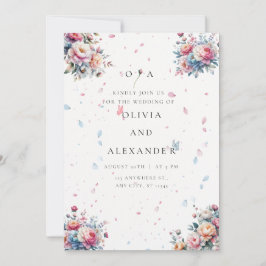 Convite para Casamento de Rosa de Pastel Watercolo