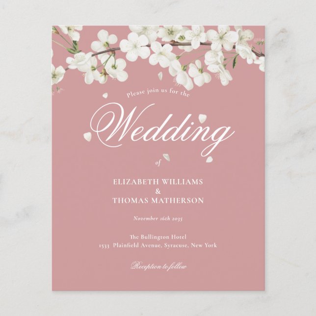 Convite para Casamento de Rosa Dusty do Flor de Or (Frente)