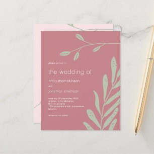 Convite para Casamento de Rosa Dusty Foliage do Or