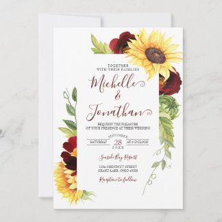 Convite para casamento de Rosa e girassol