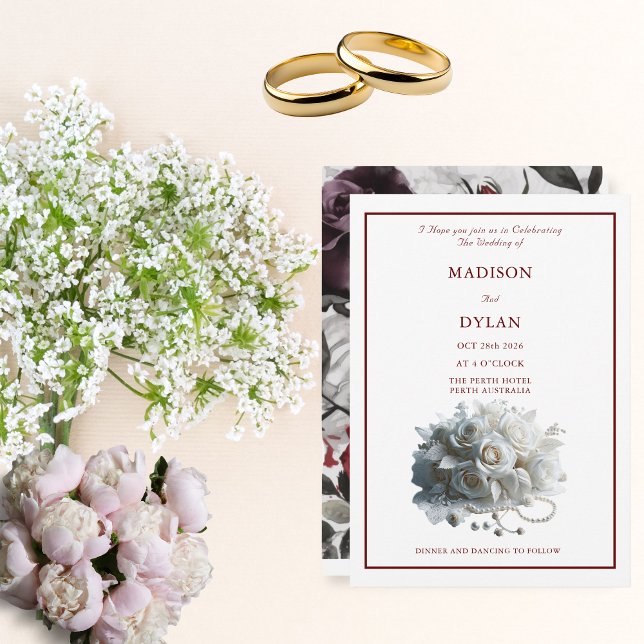 Convite para casamento de Rosa modernos com rosas  (Criador carregado)