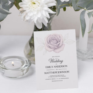 Convite para Casamento de Rosa Roxo Elegante do De