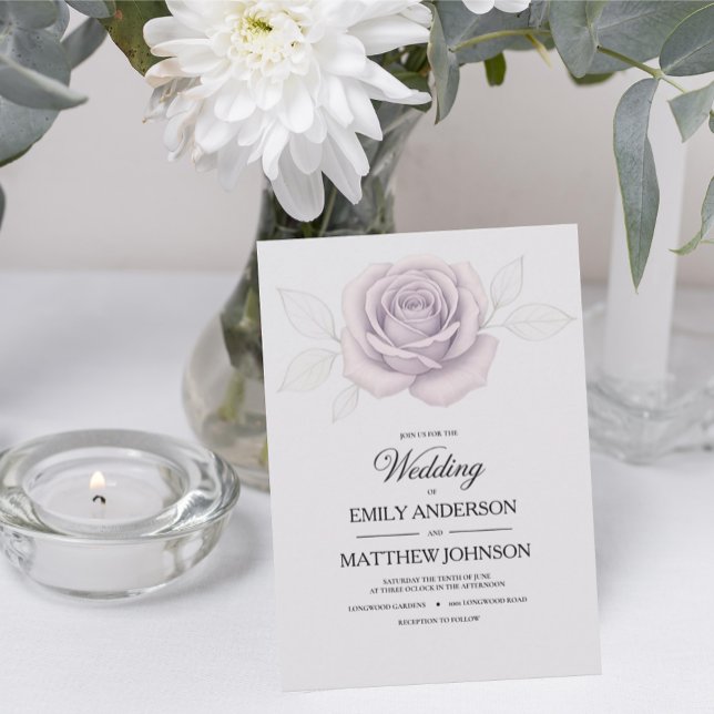 Convite para Casamento de Rosa Roxo Elegante do De (Criador carregado)