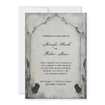Convite para Casamento de Rosa Trellis Preto Gótic