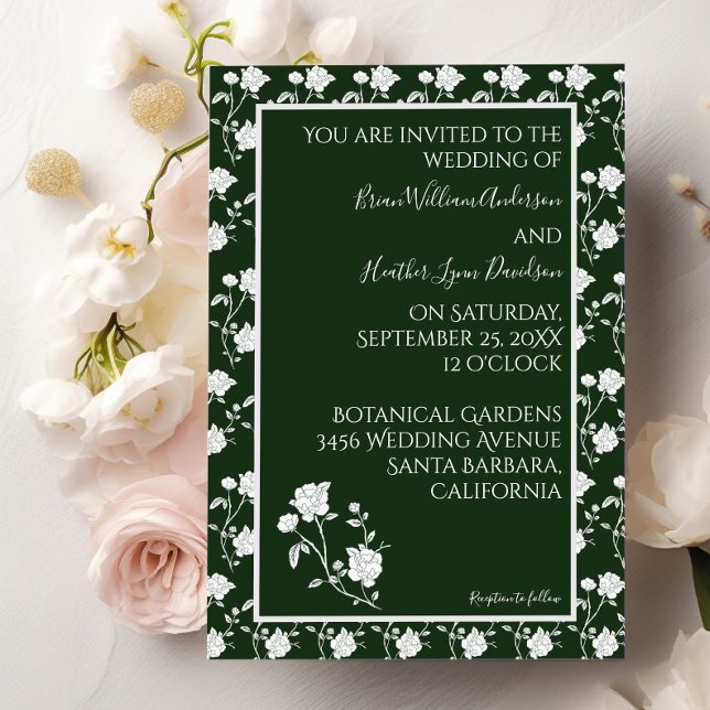 Convite para Casamento de Rosa Verde Emerald (Emerald Green Rose Wedding Invitation)