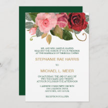 Convite para Casamento de Rosa Vermelha e Rosa Ros