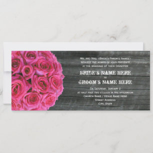 Convite para Casamento de Rosas Barnwood e Rosa Qu