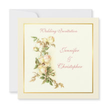 Convite para casamento de rosas brancas