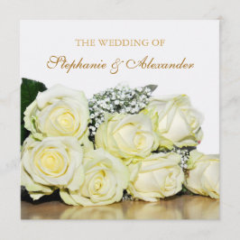 Convite para Casamento de Rosas Brancas Elegantes