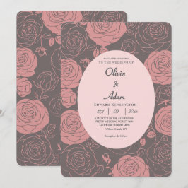 Convite para Casamento de Rosas cinzas