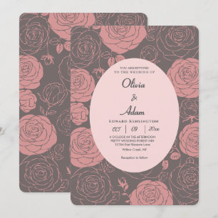 Convite para Casamento de Rosas cinzas