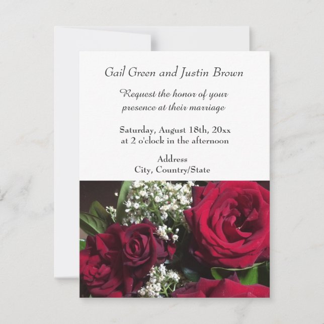 Convite para Casamento de Rosas de Jardim (Frente)