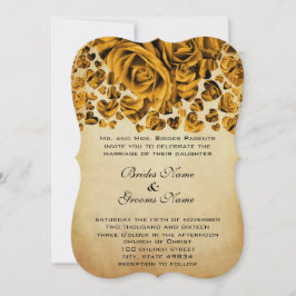 Convite para Casamento de Rosas Dourados