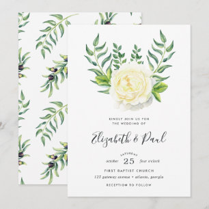 Convite para Casamento de Rosas e Azeitonas