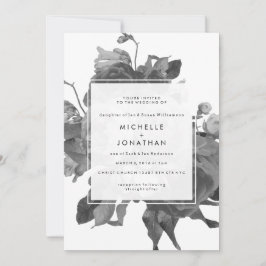 Convite para Casamento de Rosas Modernos Negros