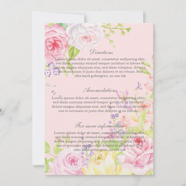 Convite para Casamento de Rosas Românticos de Aqua (Frente)