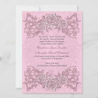 Convite para Casamento de Rosas Rosa Anticas