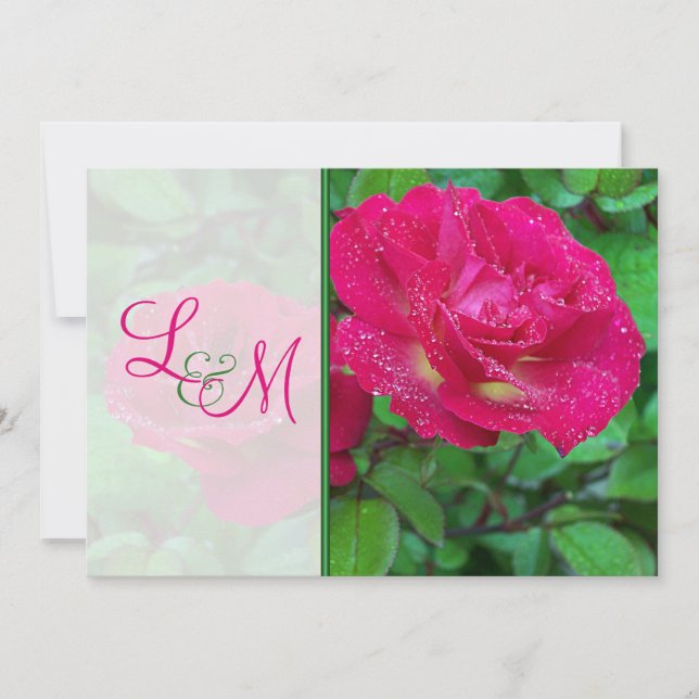 Convite para Casamento de Rosas Rosa e Amarelas (Frente)