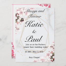 Convite para Casamento de Rosas Rosa Elegante