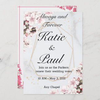 Convite para Casamento de Rosas Rosa Elegante