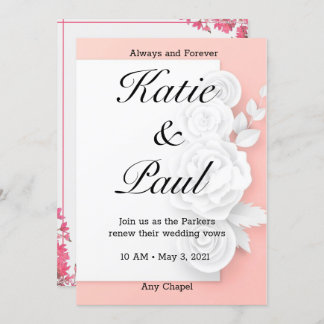 Convite para Casamento de Rosas Rosa Elegante