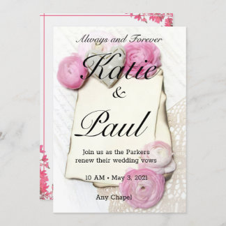 Convite para Casamento de Rosas Rosa Elegante