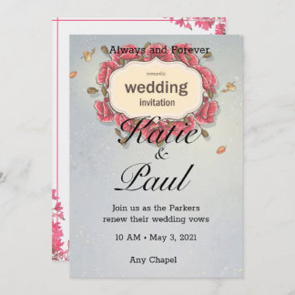 Convite para Casamento de Rosas Rosa Elegante