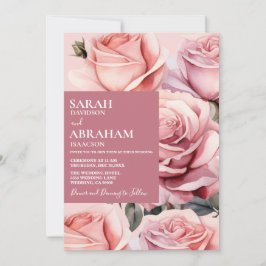 Convite para Casamento de Rosas Rosa Modernas