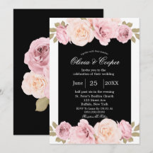 Convite para Casamento de Rosas Rosa Negra e Rosa 